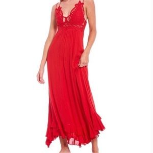 New with tag Free People Adella red maxi dress. Stunning dress with crochet top